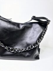 Black Leather Hobo Bag - Large - Image 6
