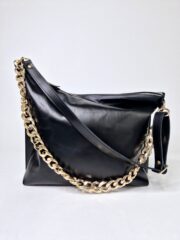 Black Leather Hobo Bag - Large - Image 4