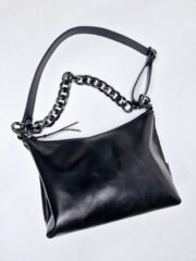 Black Leather Hobo Bag - Small - Image 5