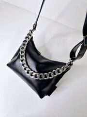 Black Leather Hobo Bag - Small - Image 2