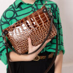TOMMY Leather Bag with Two Handles - Alligator Pattern