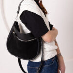 STELLA Leather Handbag - Black & Suede