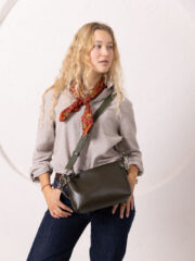 TOMMY Leather Bag with Two Handles - Dirty Green - Image 4