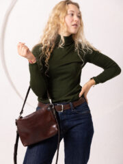 TOMMY Leather Bag with Two Handles - Cognac - Image 5