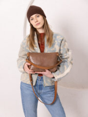 TOMMY Leather Bag with Two Handles - Cappuccino - Image 4