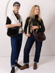 STELLA Leather Handbag - Black & Suede - Image 7