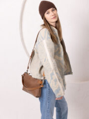 TOMMY Leather Bag with Two Handles - Cappuccino - Image 6
