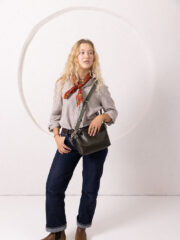 TOMMY Leather Bag with Two Handles - Dirty Green - Image 5