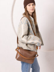 TOMMY Leather Bag with Two Handles - Cappuccino - Image 7