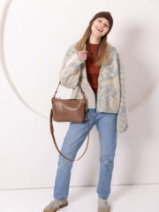TOMMY Leather Bag with Two Handles - Cappuccino - Image 2