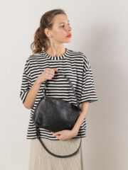 ROBIN Leather Handbag with Two Handles - Black - Image 5