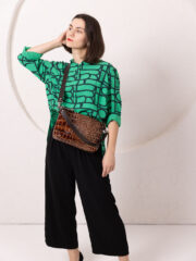 TOMMY Leather Bag with Two Handles - Alligator Pattern - Image 2