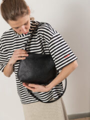 ROBIN Leather Handbag with Two Handles - Black - Image 2