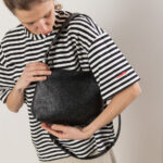 ROBIN Leather Handbag with Two Handles - Black