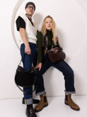STELLA Leather Handbag - Black & Suede - Image 8