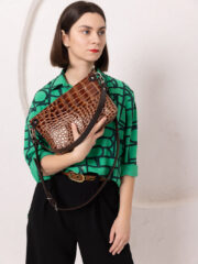 TOMMY Leather Bag with Two Handles - Alligator Pattern - Image 5