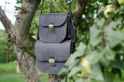 Natural Leather Saddle Bag Large – Grey - Image 7