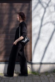 Black Leather Hobo Bag - Small - Image 9