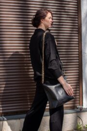Black Leather Hobo Bag - Large - Image 10