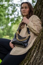Black Leather Hobo Bag - Small - Image 11