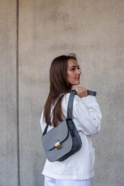 Natural Leather Saddle Bag Large – Grey - Image 2