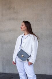 Natural Leather Saddle Bag Medium – Grey - Image 2