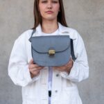Natural Leather Saddle Bag Medium – Grey