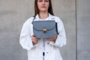Natural Leather Saddle Bag Medium – Grey