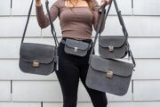 Natural Leather Saddle Bag Large – Grey - Image 6