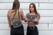 Natural Leather Saddle Bag Medium – Grey - Image 7