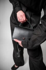 Small Briefcase Handbag - Black - Image 9