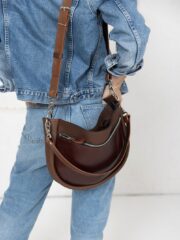 STELLA Leather Handbag - Brown & Cognac - Image 3