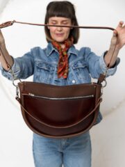 STELLA Leather Handbag - Brown & Cognac - Image 11