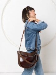 STELLA Leather Handbag - Brown & Cognac - Image 12