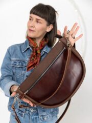 STELLA Leather Handbag - Brown & Cognac - Image 4
